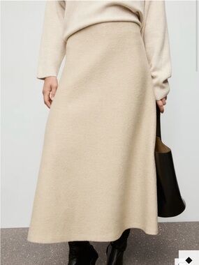 Mango Cream Maxi A-Line Skirt A-LINE WOOL SKIRT 7805